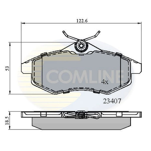 Comline 4 x Front Brake Pad Set fits Citroën C2 2003-2012 1.1 1.4