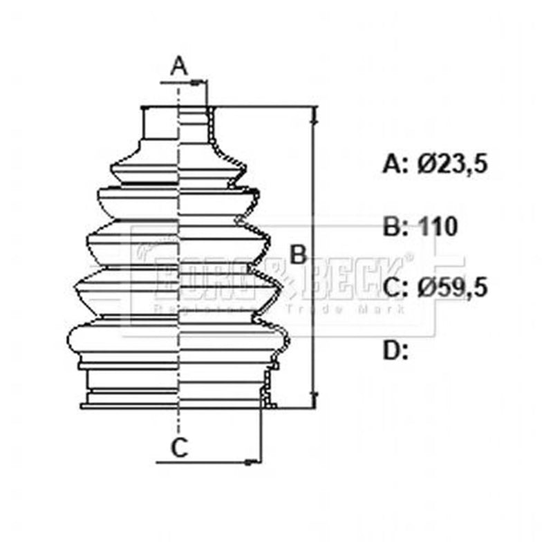 Borg & Beck Drive Shaft Bellow Kit transmission sided The BCB6382