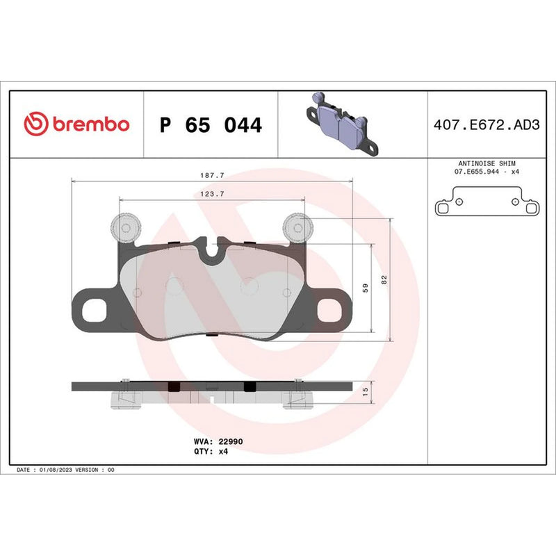 Brembo Front & Rear Pads fits Porsche Cayenne 2017-2024 3.0 4.0