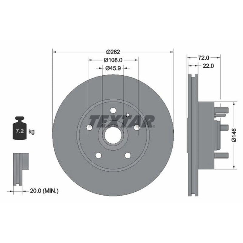 Textar 2 x Internally Vented Brake Discs 92031300