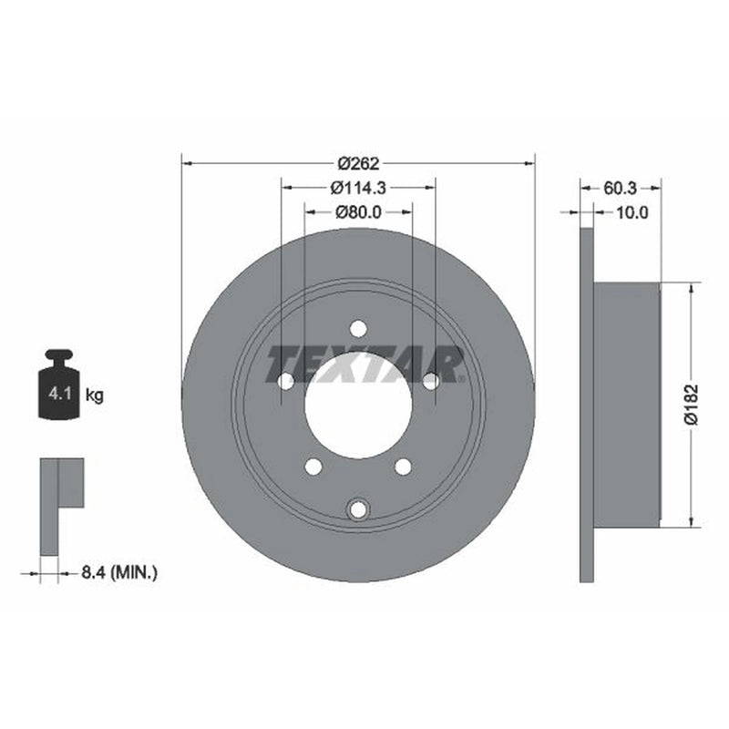 Textar 2 x Solid Rear Brake Discs 92202903-x2