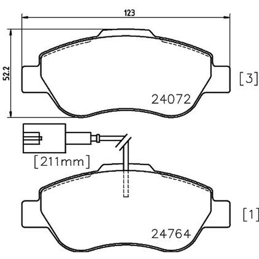 Mintex Front Brake Pad Set fits Fiat 500 2007 on 1.3
