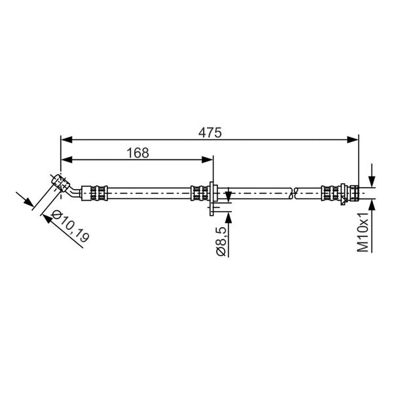 Bosch Brake Hydraulic Hose Line Rear Left fits Honda Accord VII 2003-2008