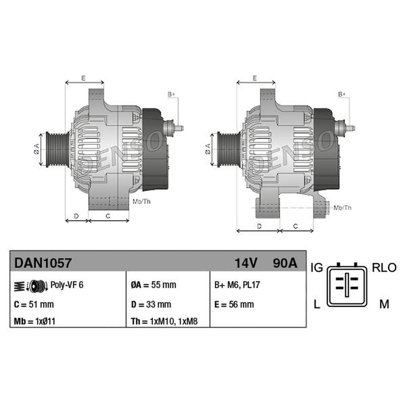 Denso Car Alternator 12V DAN1057