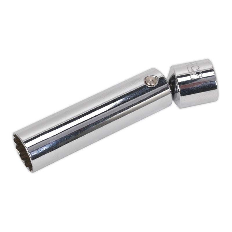 Sealey Spark Plug Socket with Universal Joint 14mm 3/8"Sq Drive 12-Point AK6569 Sealey - Dynamic Drive