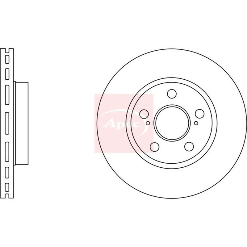 Apec 2 x Vented Brake Discs fits Toyota Prius Liftback 2003-2009 1.5