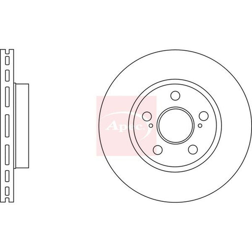 Apec 2 x Vented Brake Discs fits Toyota Prius Liftback 2003-2009 1.5