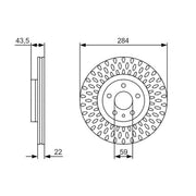 Bosch 2 x Vented Brake Discs fits Fiat 500L 2012-2018 0.9 1.3 1.4 1.6