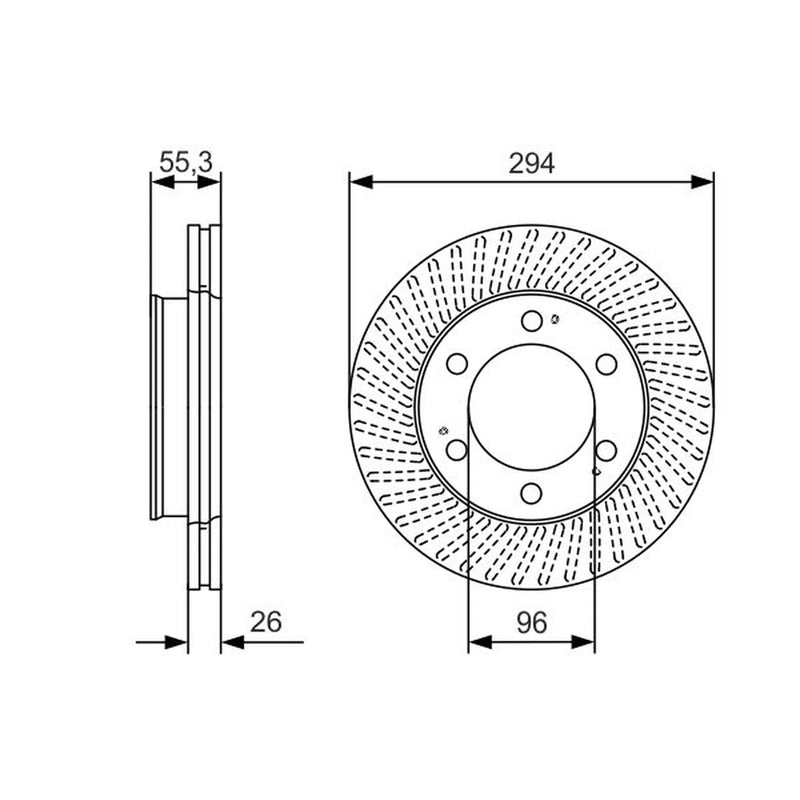 Bosch 2 x Internally Vented Brake Discs fits Ssangyong Rexton II 2004-2012 2.7