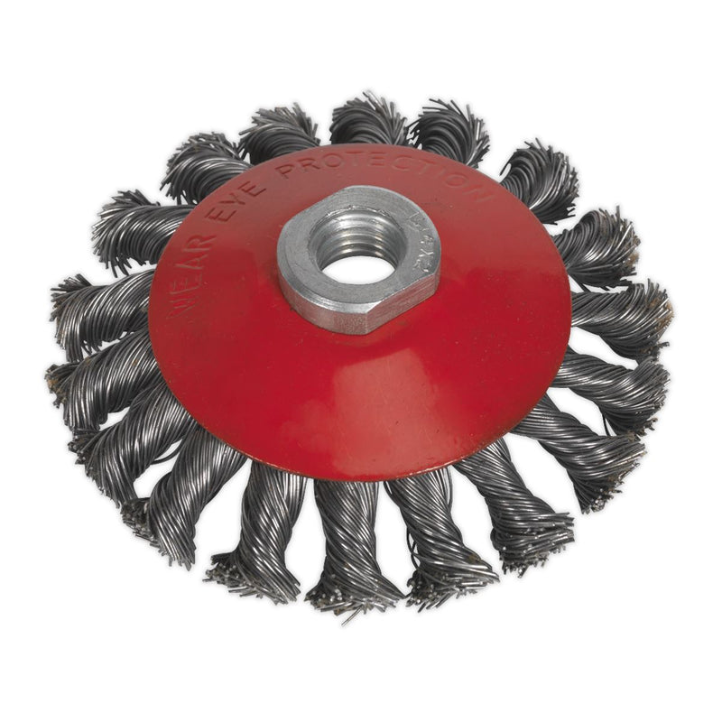 Sealey Conical Wire Brush 100mm M10 x 1.5mm CWB100 Sealey  - Dynamic Drive