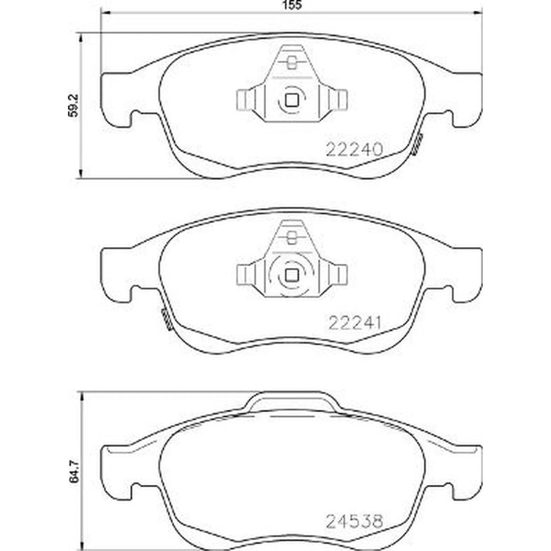 Brembo 4 x Front Brake Pad Set fits Fiat 500X 2014 on 1.3 1.4 1.6