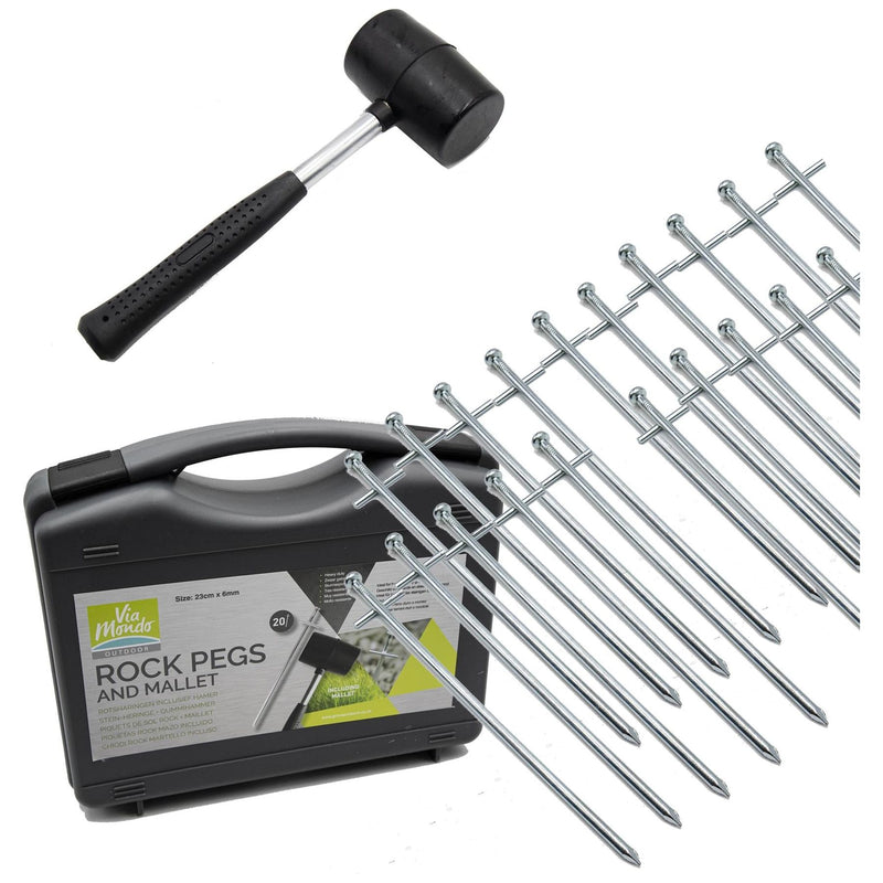 Via Mondo Rock Pegs (23Cms) (20) & Rubber Mallet Via Mondo  - Dynamic Drive