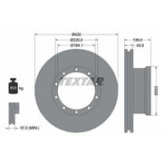 Textar 2 x Internally Vented Brake Discs 93101200