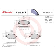 Brembo 4 x Front Brake Pad Set fits Toyota Auris 2006-2012 1.33 1.4 1.6 1.8