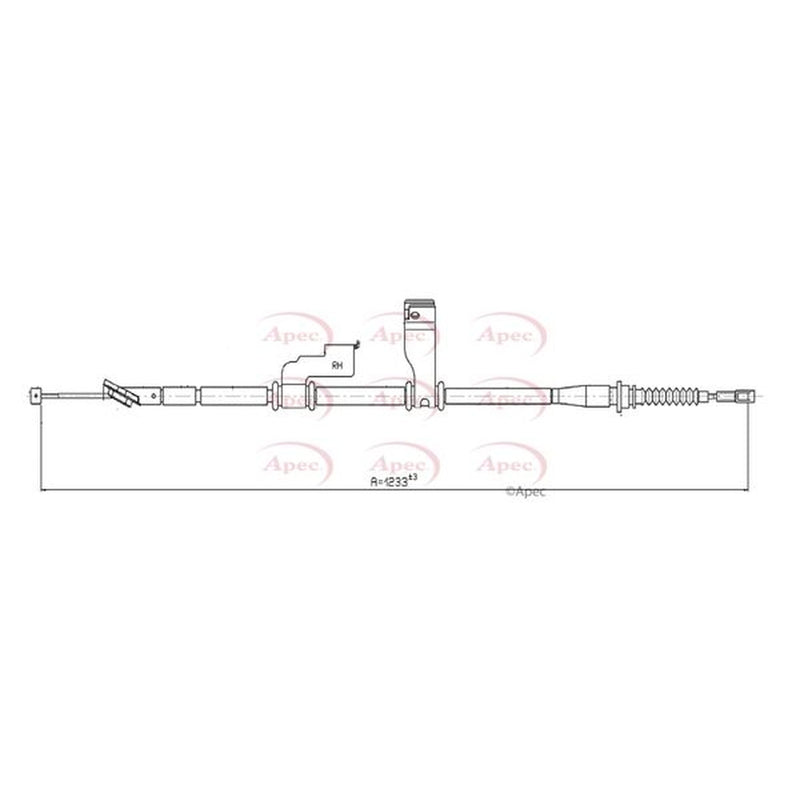 Apec Handbrake Cable Right Rear fits Hyundai I10 I 2007-2013 1.1 1.2