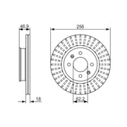 Bosch 2 x Vented Brake Discs fits Hyundai I20 I 2008-2015 1.2