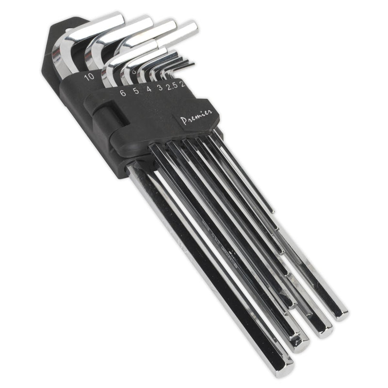 Sealey Hex Key Set 10Pc Extra-Long Fully Polished Metric Sealey - Dynamic Drive