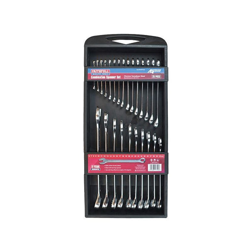 Faithfull Chrome Vanadium Comb Spanner Set, 25 Piece Faithfull - Dynamic Drive