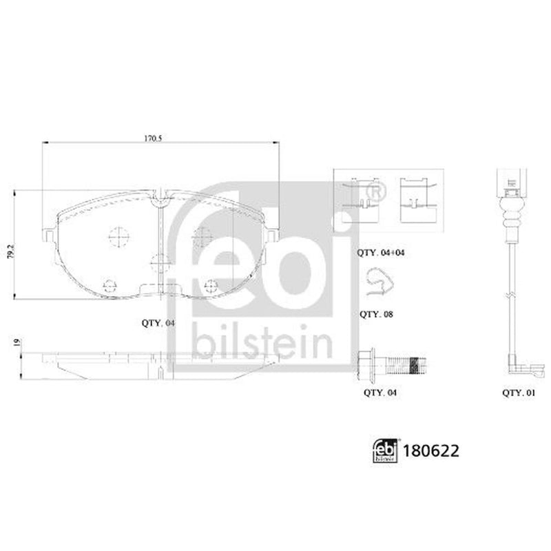 Febi Front Brake Pad Set 180622
