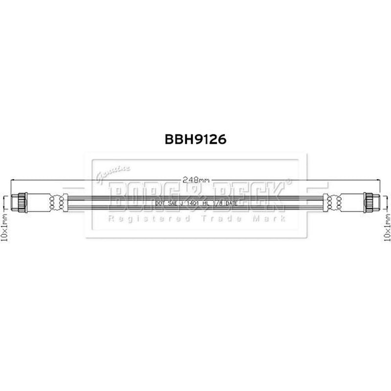 Borg & Beck Brake Hydraulic Hose Line inner BBH9126