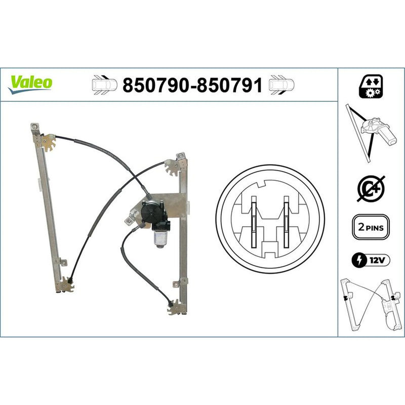 Valeo Electric Window Regulator Lifter Right Front 850791