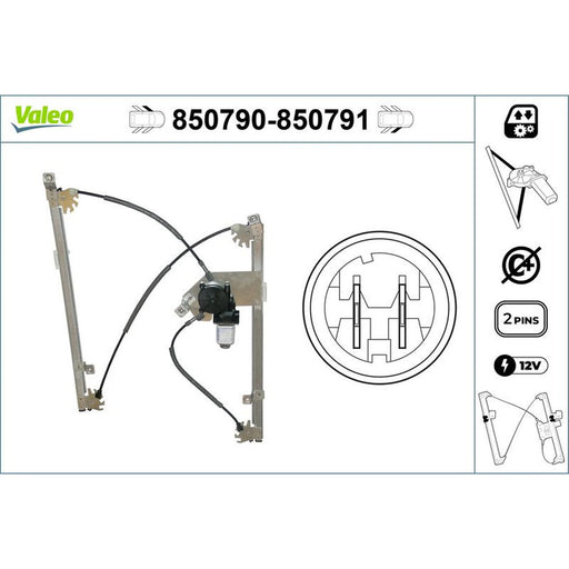 Valeo Electric Window Regulator Lifter Right Front 850791