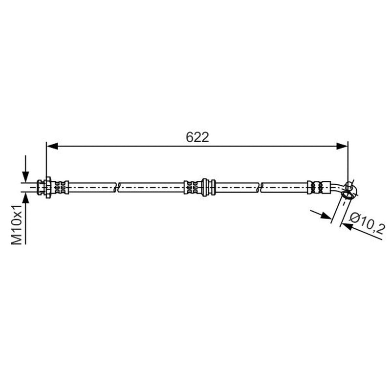 Bosch Brake Hydraulic Hose Line Front Right fits Nissan Qashqai II 2013-2021