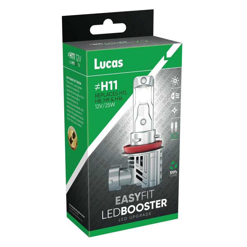Lucas H11 Led Ledbooster Headlight Bulb 711 Twin Pack Fog Light 12V 20W 2200 Lucas - Dynamic Drive