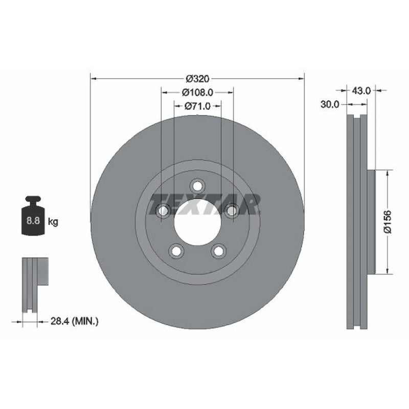 Textar 2 x Vented Front Brake Discs 92158703-x2