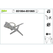Valeo Electric Window Regulator Lifter Right Front 851865