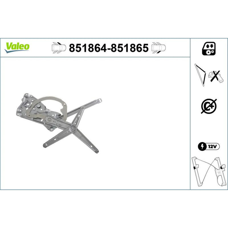Valeo Electric Window Regulator Lifter Right Front 851865