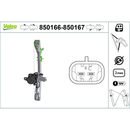 Valeo Electric Window Regulator Lifter Right Front 850167