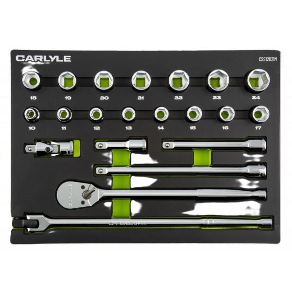 Carlyle Tools 21Pc 1/2 Drive 6 Point Socket Set 10mm To 24mm - image 1