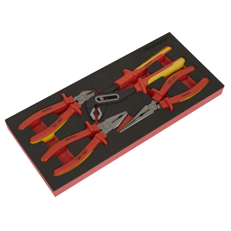 Sealey Premier Premier Insulated Pliers Set with Tool Tray 4pc - VDE Approved Sealey Premier - Dynamic Drive
