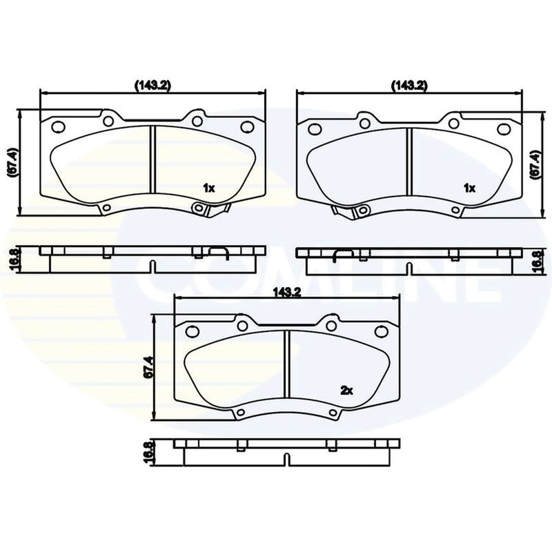 Comline Front Brake Pad Set fits Toyota Hilux Vigo VII Pickup 2005-2015 2.5 3.0