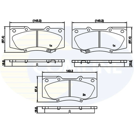 Comline Front Brake Pad Set fits Toyota Hilux Vigo VII Pickup 2005-2015 2.5 3.0