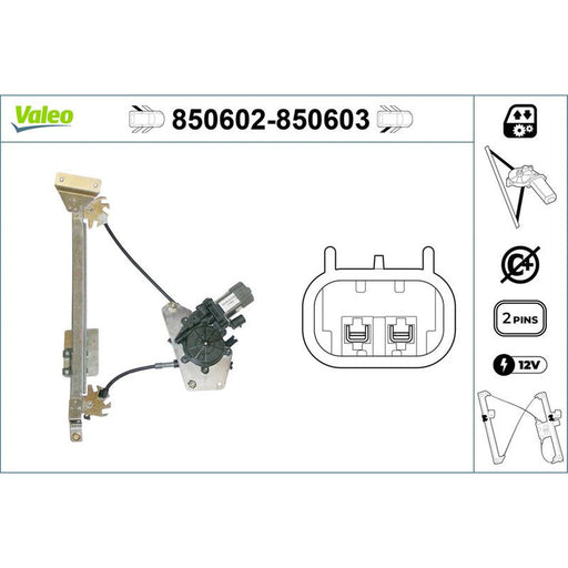 Valeo Electric Window Regulator Lifter Right Rear 850603