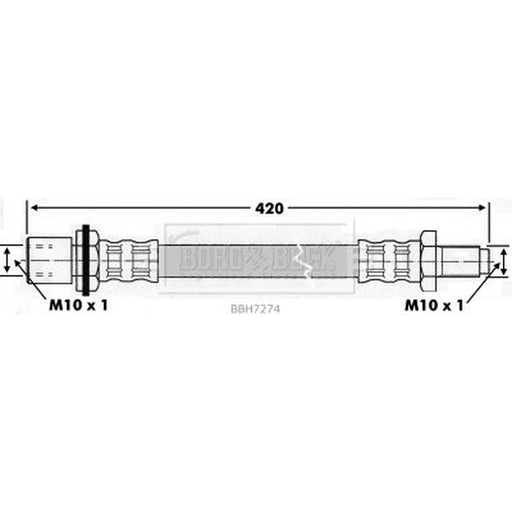 Borg & Beck Brake Hydraulic Hose Line Rear Right BBH7274