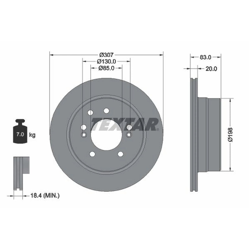 Textar 2 x Vented Rear Brake Discs 92341003-x2