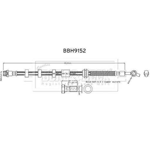Borg & Beck Brake Hydraulic Hose Line Front Righ BBH9152