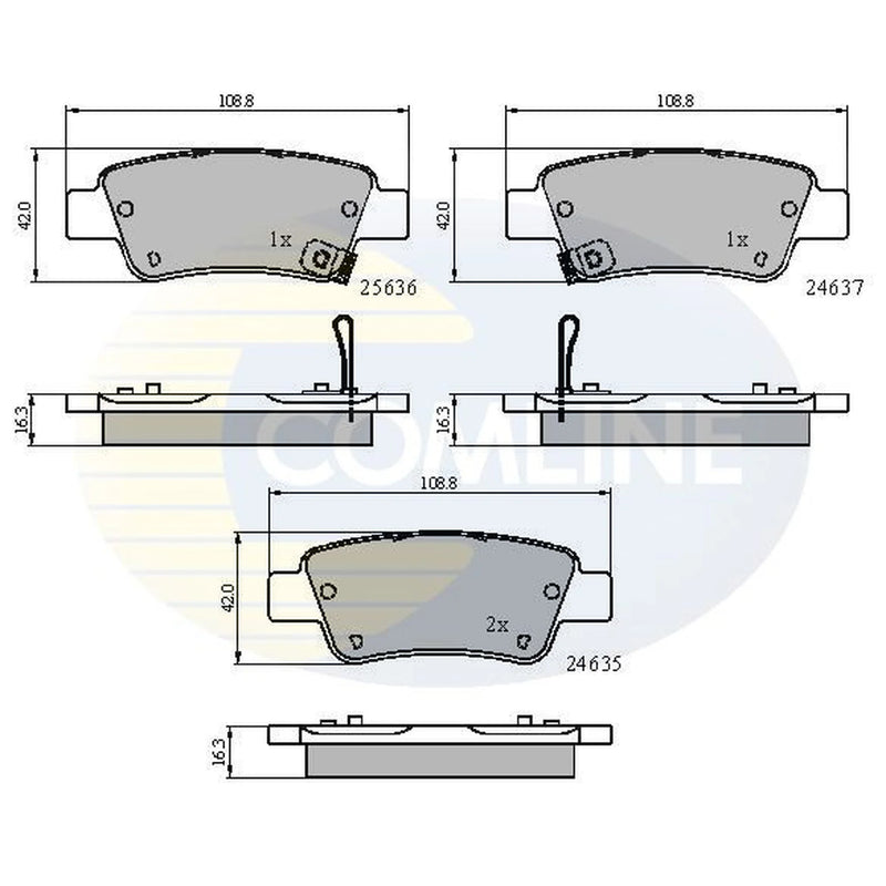Comline 4 x Rear Brake Pad Set fits Honda Cr-V III 2006-2012 2.0 2.2 2.4