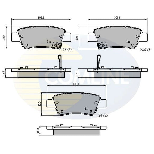Comline 4 x Rear Brake Pad Set fits Honda Cr-V III 2006-2012 2.0 2.2 2.4