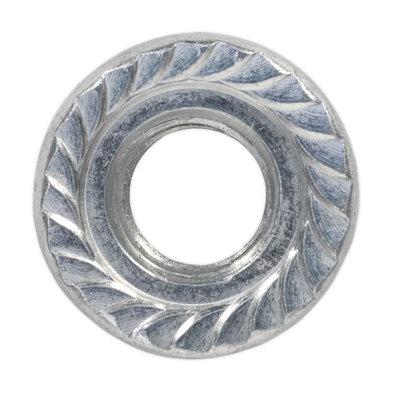 Sealey Flange Nut Serrated M12 Zinc Pack of 50 FN12 Sealey - Dynamic Drive