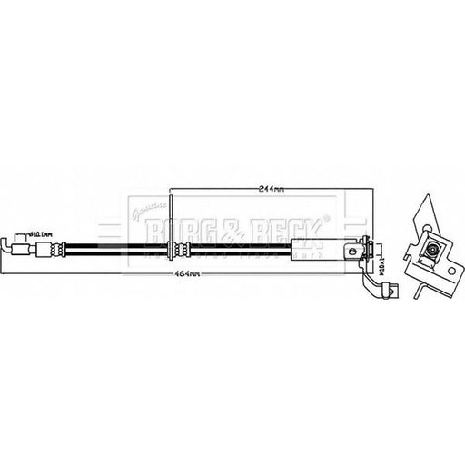 Borg & Beck Brake Hydraulic Hose Line Front Left BBH8481