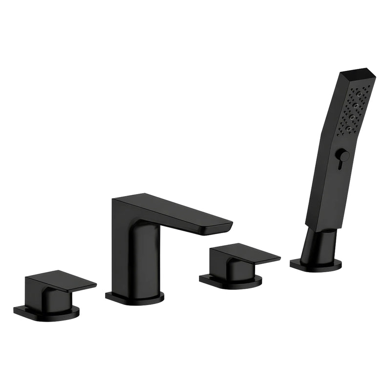 Baridi Bath Mixer Tap DH399 Matt Black 4-Hole with Shower Head