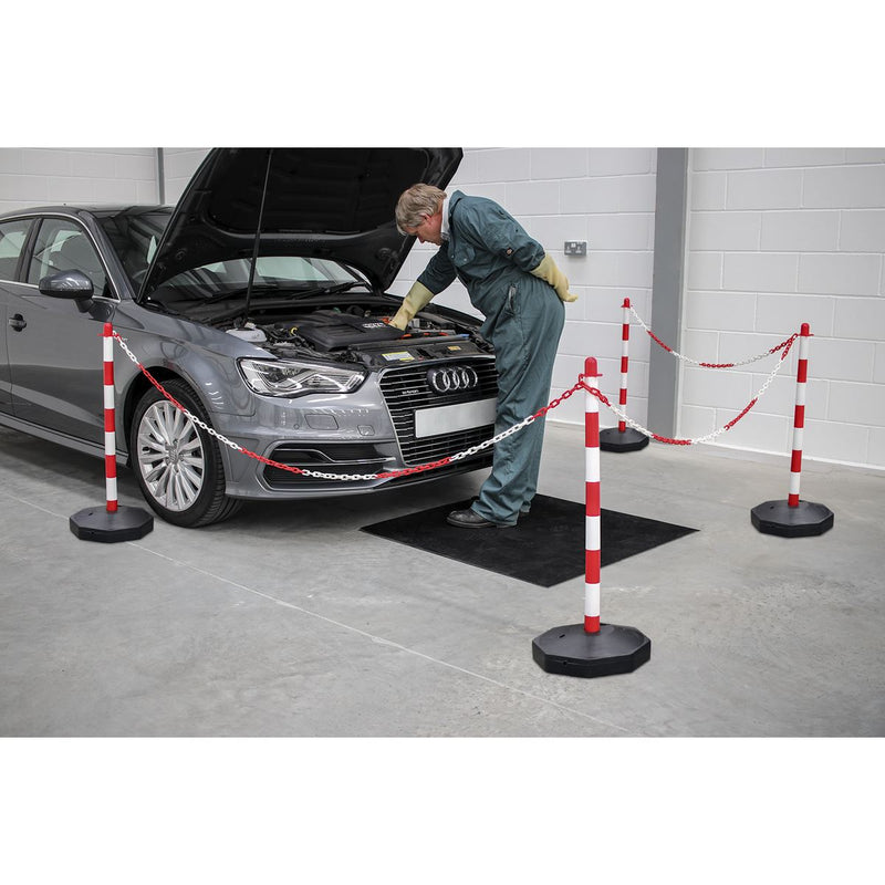 Sealey Red/White Post & Chain Kit 25m RWSBKIT Sealey - Dynamic Drive