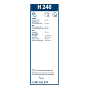 Bosch Conventional Wiper Blade 240mm — H240 fits Citroën C4 Cactus 2014-2019
