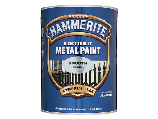 Hammerite Direct to Rust Smooth Finish Metal Paint Silver 5 Litre Hammerite - NN4 Online