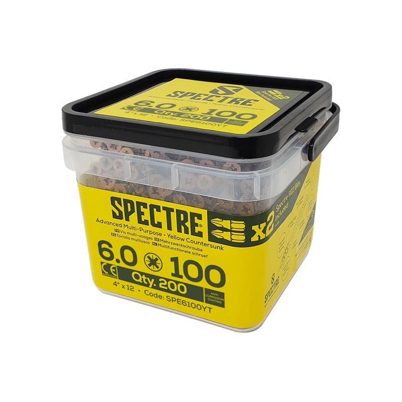Forgefix Spectre™ PZ Compatible Wood Screw CSK ZYP 6.0 x 100mm Tub 200 ForgeFix - Dynamic Drive