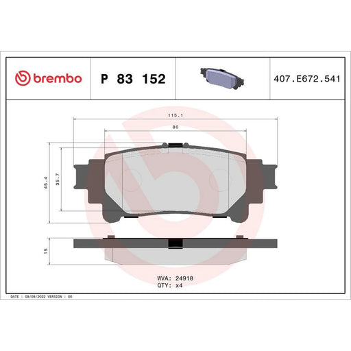 Brembo Front & Rear Pads fits Toyota Hilux VIII Pickup 2024 on 2.8